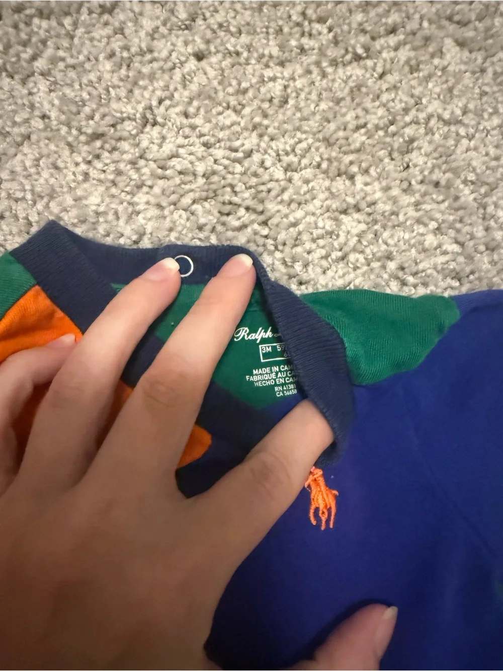 Ralph Lauren Colorblock Short-Sleeve Baby Romper - Orange, Blue, White, Green